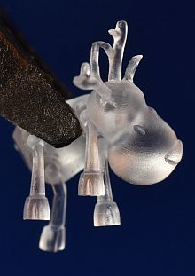 From CAD data a reindeer is produced inside fused silica